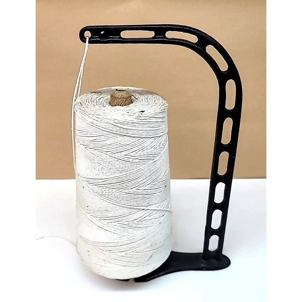 Antique Black Painted Cast Iron String Holder w/Original Ivory String Cone